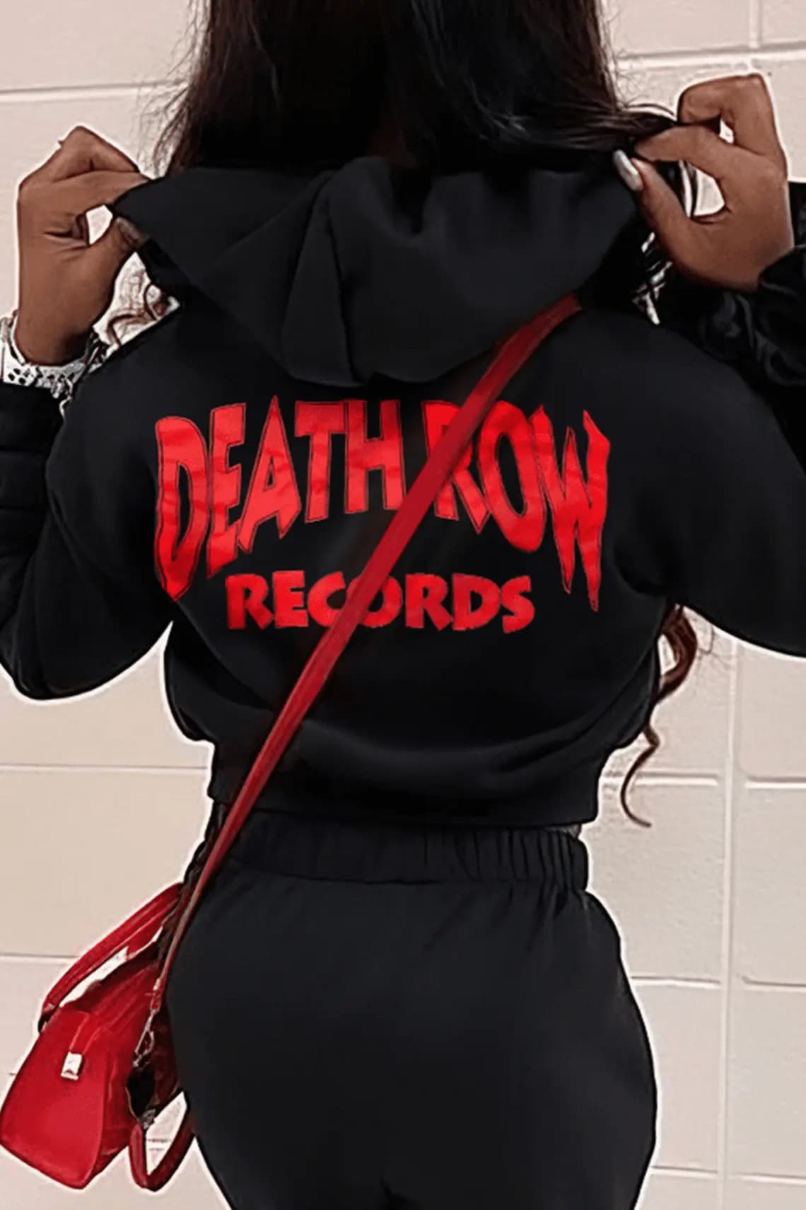 comfortable women's fashion hooded sweatshirt single piece DEATH ROW letter printed hooded sweatshirt