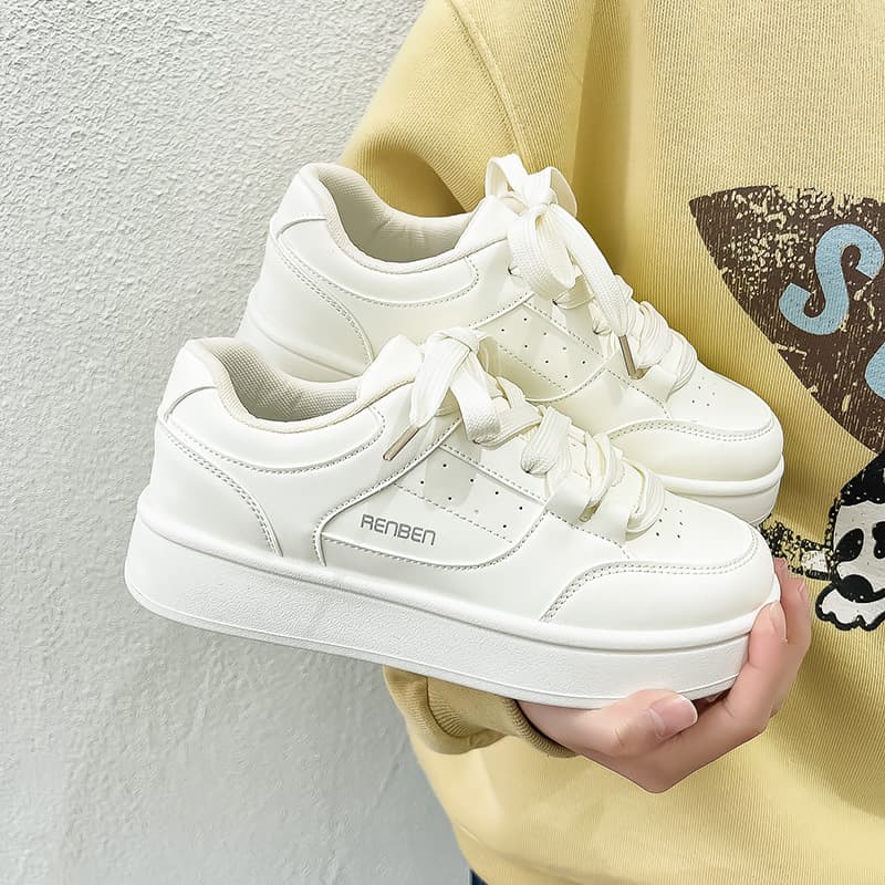 Fashionable Thick Soled White For Women, Spring 2025 New Trend Versatile Niche Board Shoes, Height Increasing Sports And