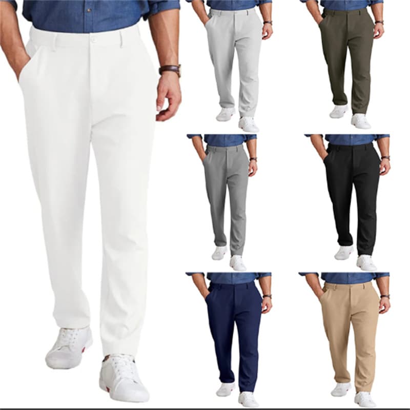 Men's Clothing Men's Linen Casual Solid Color New Mid Waist Loose Straight Casual Trousers