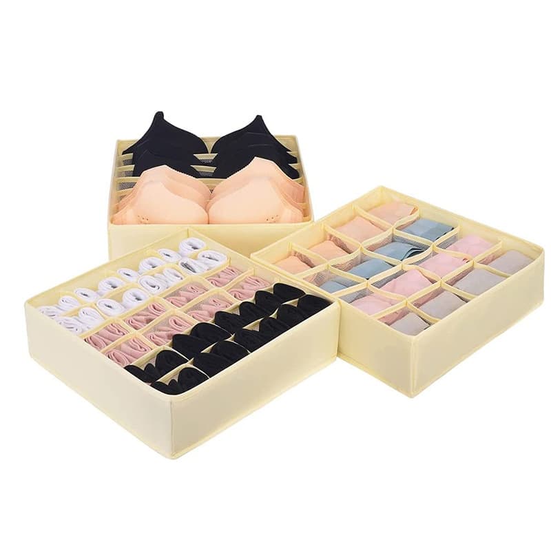 Mesh Underwear Organizer Box - 3-Layer Drawer Storage For Bras, Socks & Lingerie (Space-Saving, Foldable, Closet & Dresser Organizer)​​