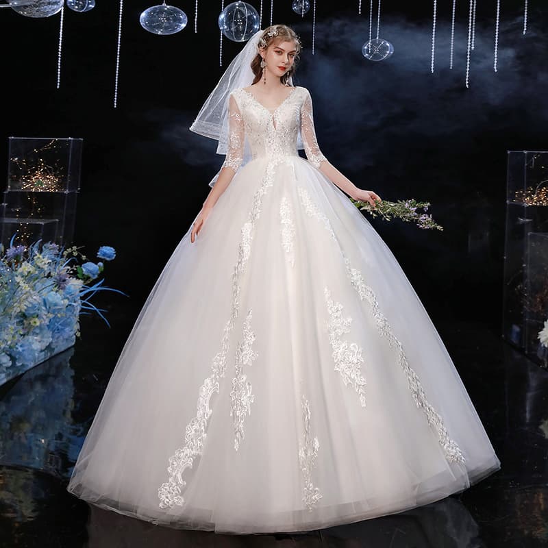 Bride Deep V Simple New Wedding Dress Princess Dream