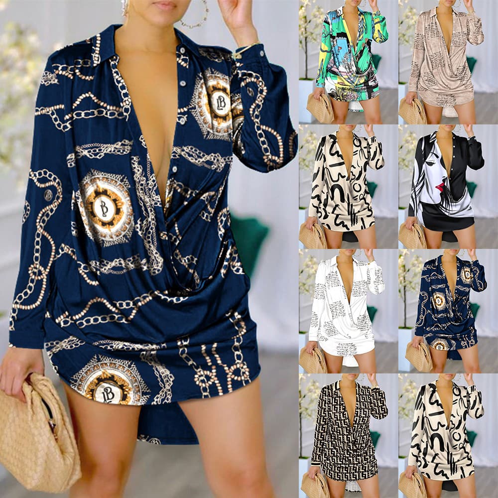 Women's Sexy Fashion Printed Long-sleeved Shirt