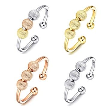 Matte Transfer Beads Ring Simple Anxiety Rotatable Open Rings Fashion Jewelry