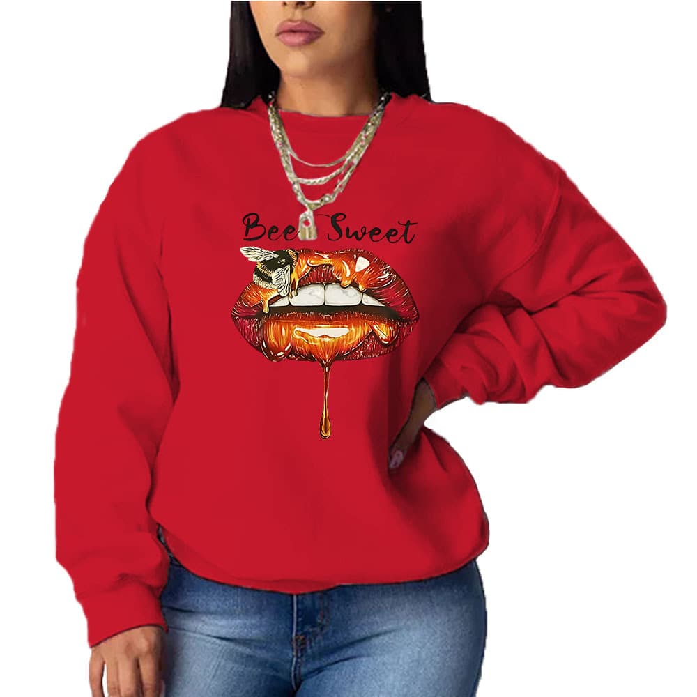 Women's Printed Headless Casual Loose Long-sleeved Hoodie