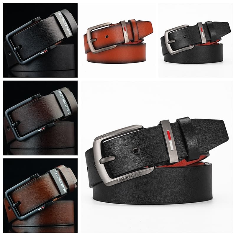 VOOTHOST Men's Belt Alloy Pin Buckle Casual Jeans Belt Male All-match Leather Formal Business Designer Waistband F0046