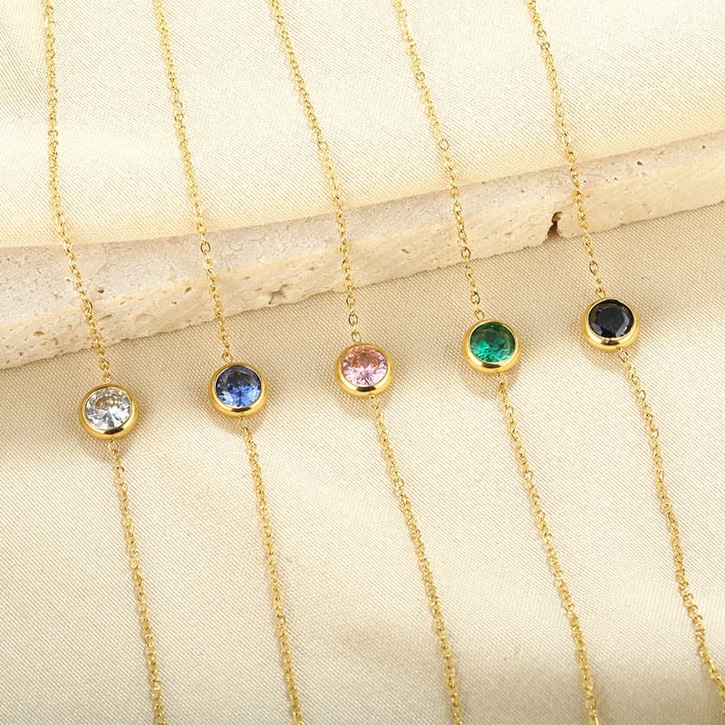 Women’s Jewelry Set Fashion Plated Stainless Steel Colorful Zircon Bracelet Internet Celebrity Hot Style Ins Fashion Diamond Thin Bracelet