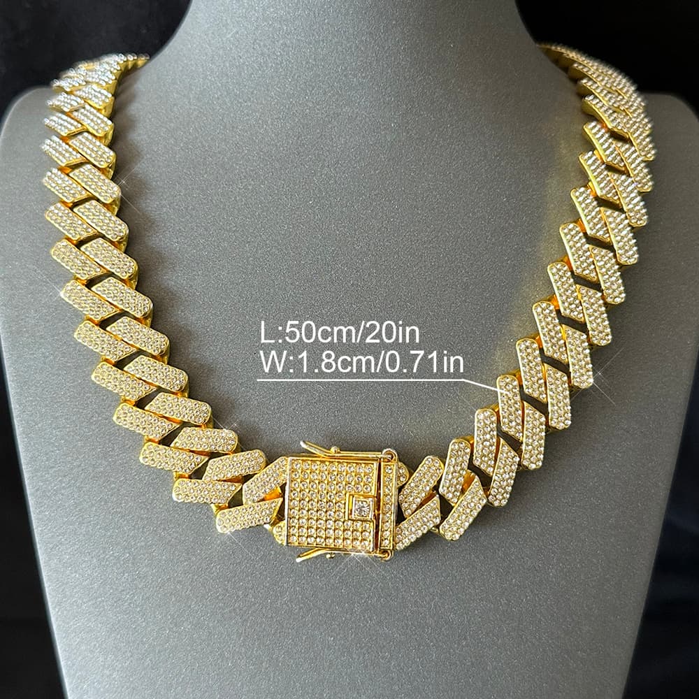 Collier Hip-hop Rock Streetwear en alliage incrusté de strass pour hommes
