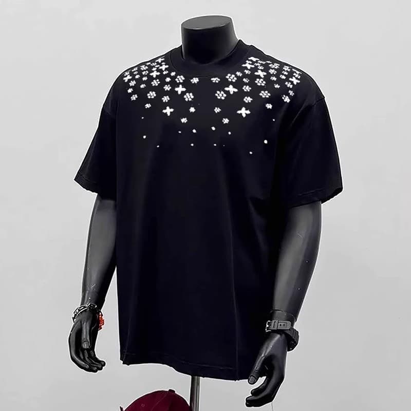 Men's Clothing Trendy Casual T Shirt Summer New Loose Cartoon Pure Cotton High Street Short Sleeved Tops