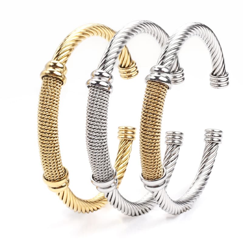 Bangles Cable Rope Open Bracelet Stainless Steel Rope C Type Adjustment Unisex Style