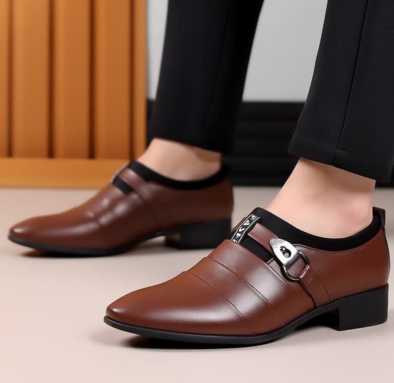 Formal Shoes For Man Dress Leather Shoes Oxfords Shoes Comfortable Pointed-Toe Business Casual Shoes Slip-On