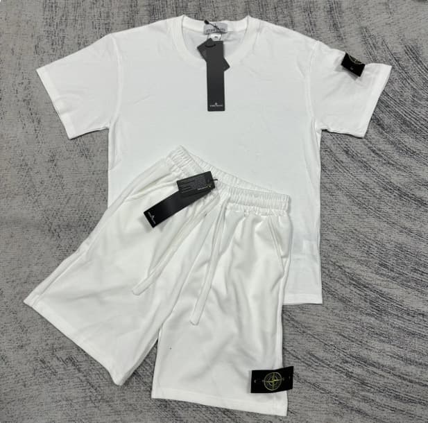 Short STONE à insigne boussole transfrontalier, pantalon décontracté mi-long, ensemble de sport ample à manches courtes pour l'été