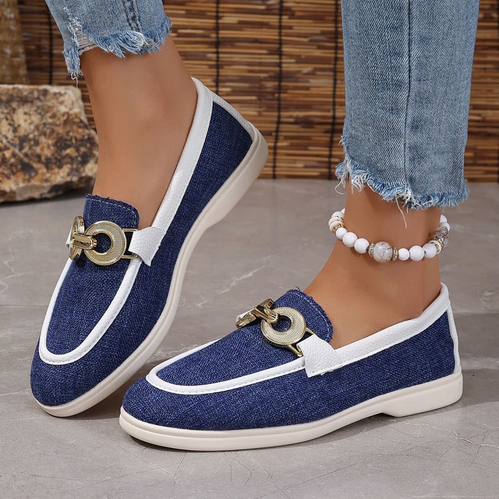 SHLIANG Women Loafers Canvas Flats Brand High Quality Spring Autumn Casual Shoes Leather Single Shoes Plus Size SB056