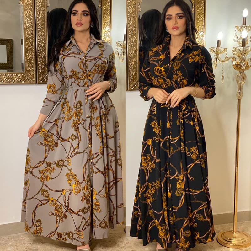 Women's Clothing Plus Size Elegant Dress Retro Middle Eastern Clothing Multi Color