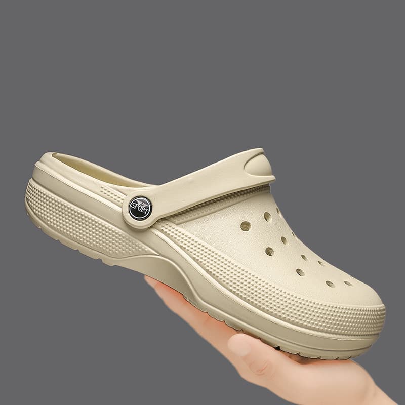 Men's Soft-Sole Bun Toe Fashion Sandals Slip-On Garden & Beach Shoes EVA Sole Black