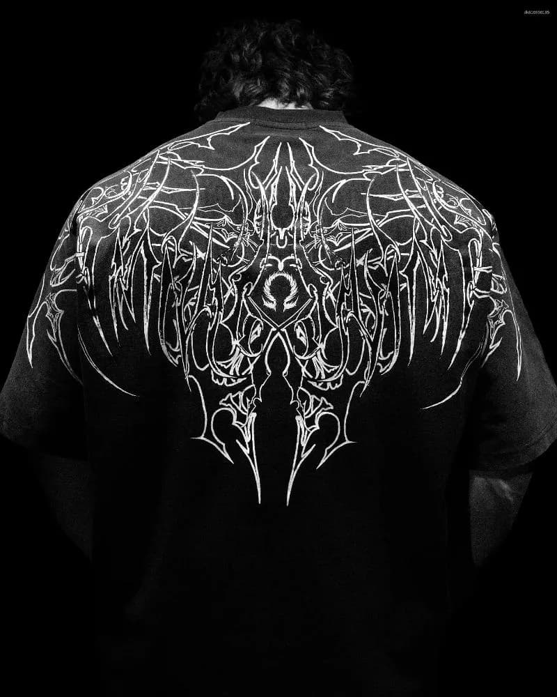 Men's T Shirts Breathedivinity Nocturne Oversized Graphic Tee Gothic Streetwear Cotton Shirt For Men Women Loose Fit