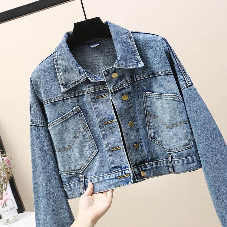 Women's Clothing bat sleeve denim jacket women's short versatile loose bf jacket women