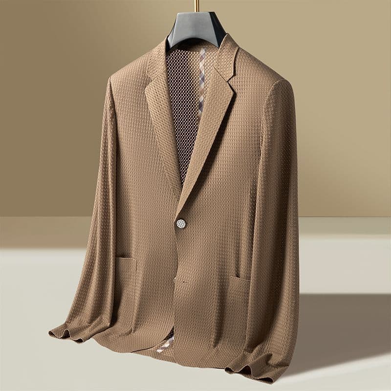 Men's Clothing Lightweight Men's Summer Blazer – Breathable Stretch Polyester Slim Fit Casual Suit Jacket For Big & Tall (Coffee, Black, Blue)​