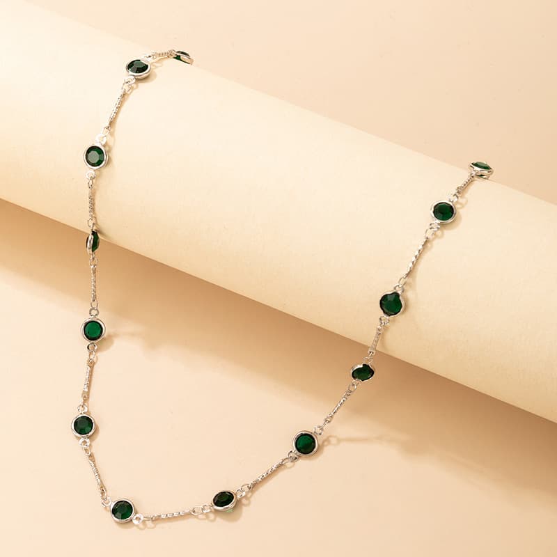 Ready Stock Elegant Gems Necklaces For Women Girls Trendy Green Stone Choker Necklace Wedding Party Fashion Jewelry Gifts