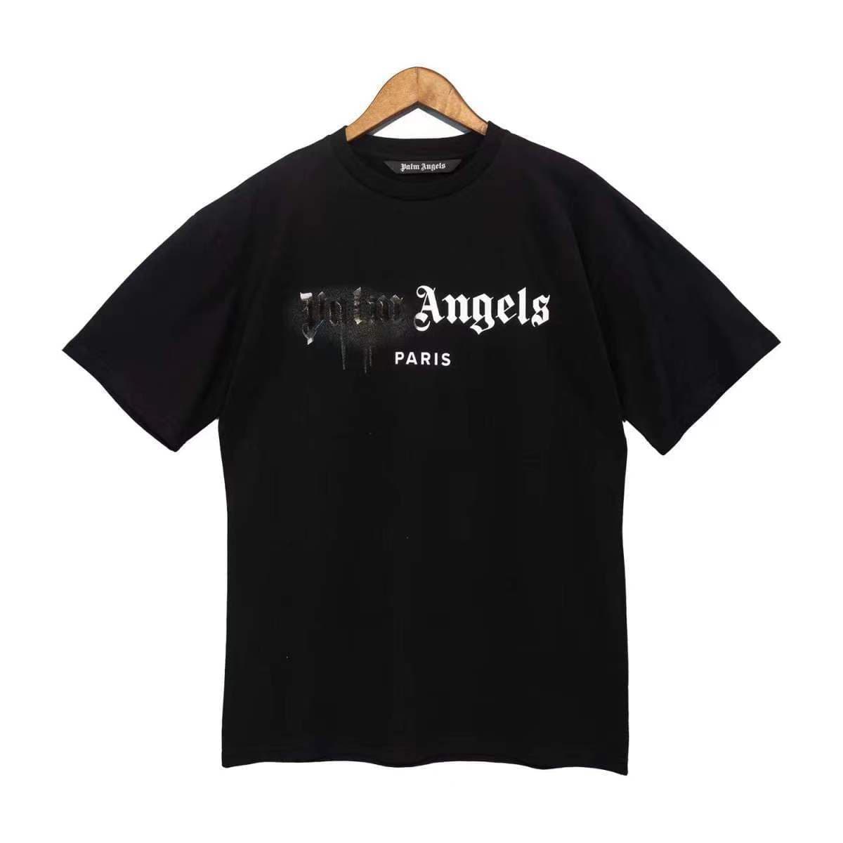 T-shirts en coton à manches courtes pour hommes et femmes, amples et décontractés, avec lettres graffiti dissolvantes, palmiers, anges
