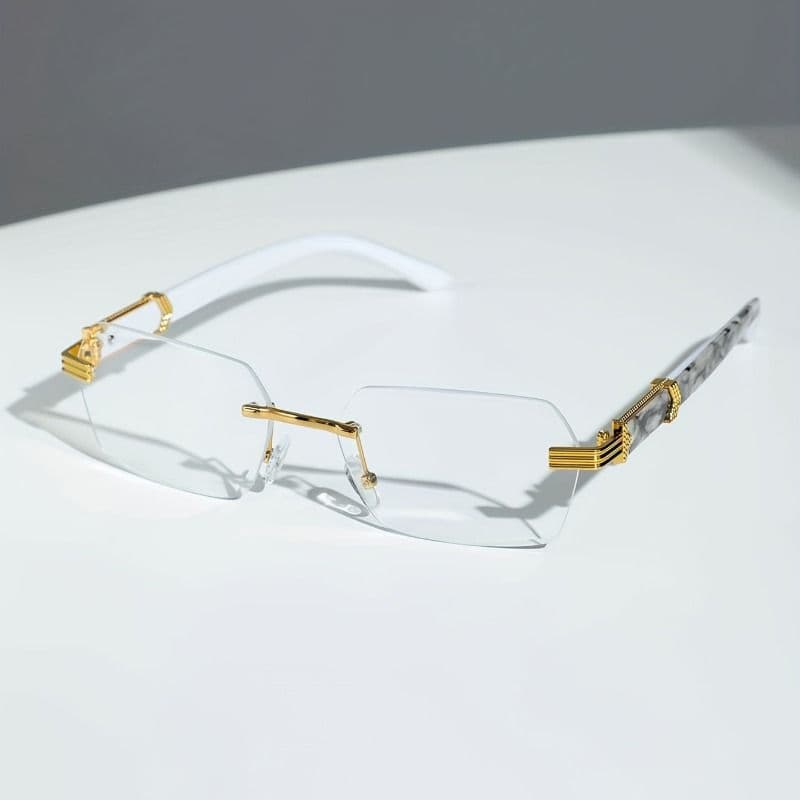 1pc Fashion Transparent Rectangle Lens Glasses, Metal Outdoor Casual Men's Sunglasses