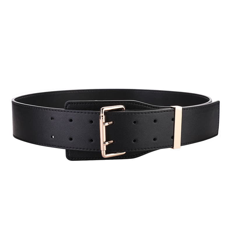 Black cowhide wide waist seal fashion trend with suit sweater genuine leather belt two layer cowhide belt men