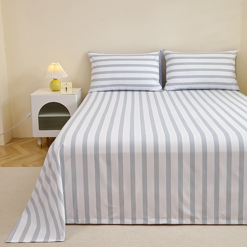3 Piece Set 1 Printed Flat Sheet And 2 50x70cm Pillowcases 100% Polyester Breathable All-Season