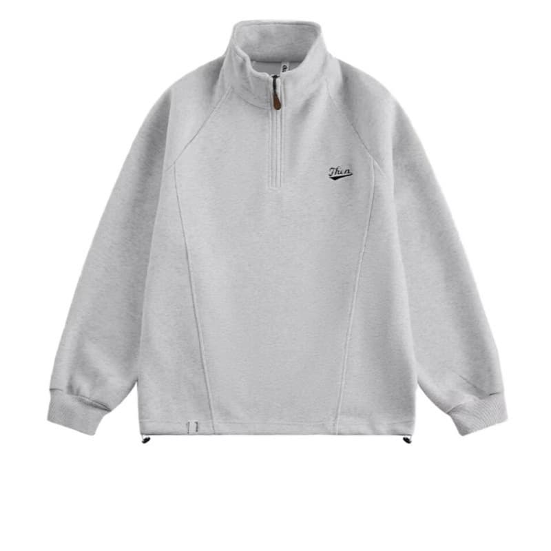 Minimally Embroidered Stand Up Collar Half Zip Hoodie Men's Trendy Brand Loose Casual Sportswear