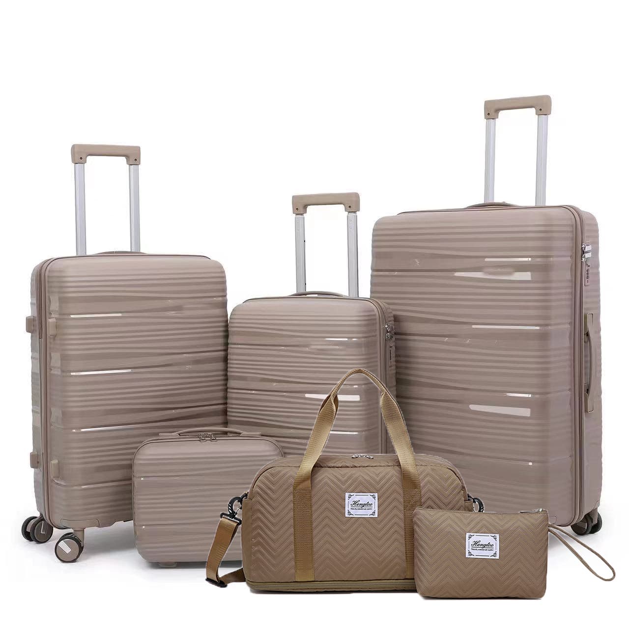 PP Suitcase 13+20+24+28 Inch Explosion Proof Zipper Universal Wheel Trolley Case Travel Bag Cosmetic Bag Set