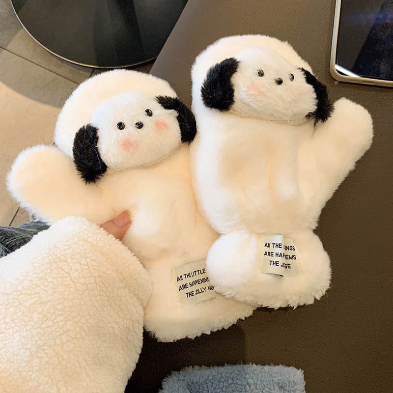Plush Gloves For Women, Autumn And Winter Outdoor Mittens, Cold-Proof, Windproof, Warm Cute Pochacco Gloves, Wholesale