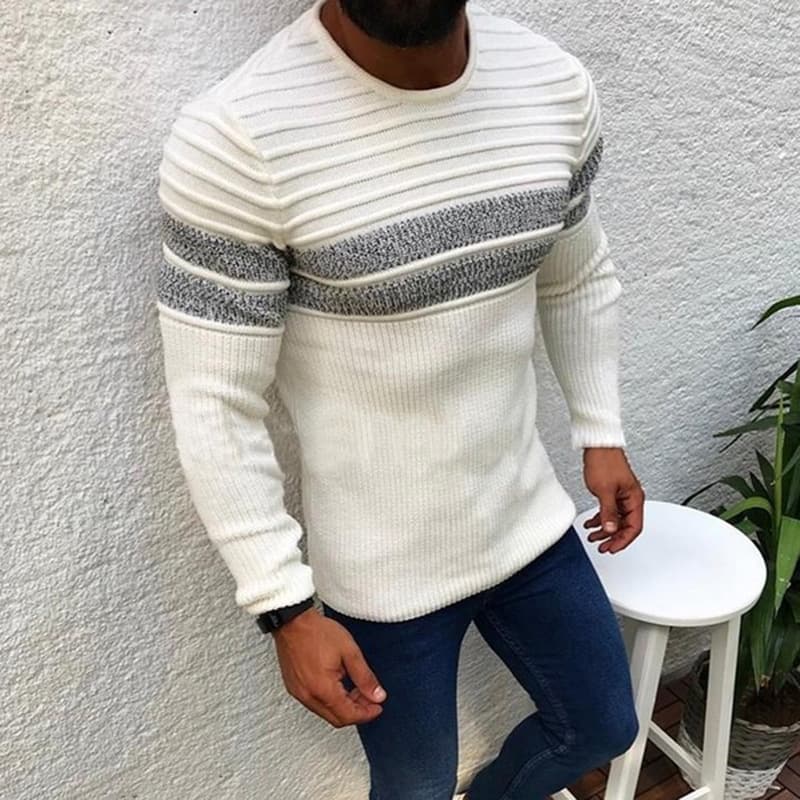 Men's striped sweater Spring men's knit sweater casual top