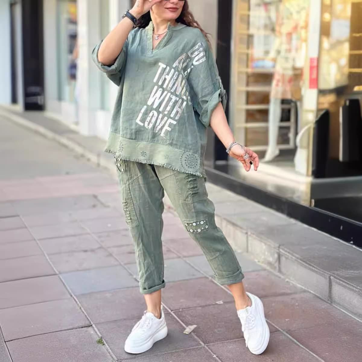 [Cotton Linen] Women's Summer And Mother-in-law Printed Casual Women's Cotton Pants
