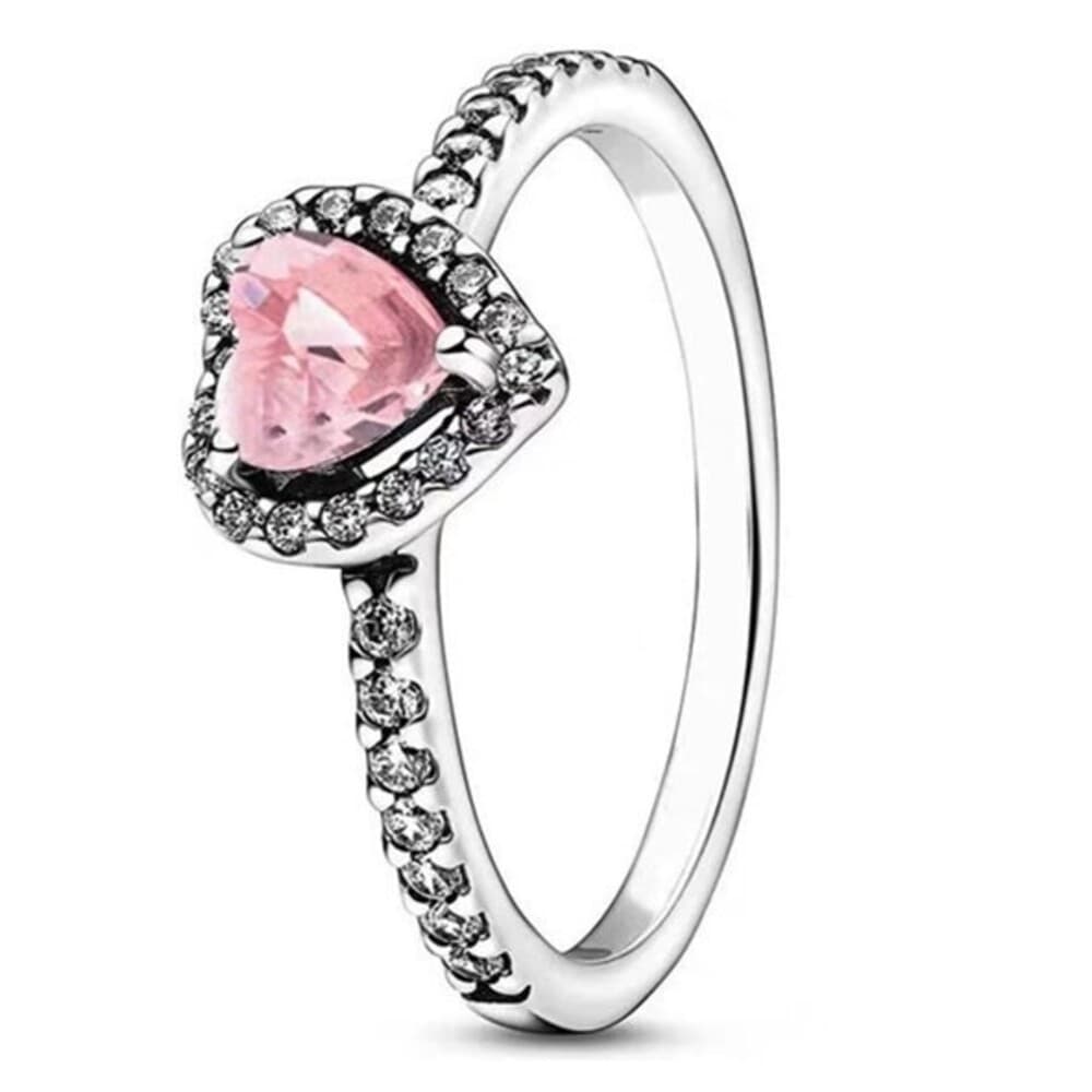 Bague Panjia Duola en cuivre plaqué argent, série Noble, cœur rouge, rose et blanc