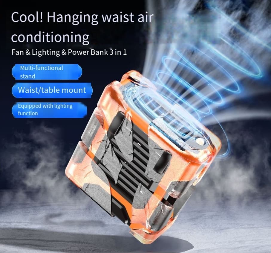 Outdoor waist hanging fan portable super strong waist hanging small fan mini small cooling lazy neck hanging cooling