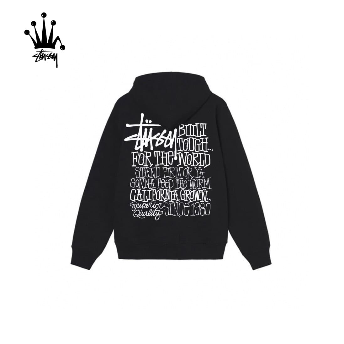 STUSSY Stussy SS24 CALIFORNIARGOWN HOODIE Logo7 Mother Print Kangaroo Pocket Drawstring Pullover Hoodie Unisex