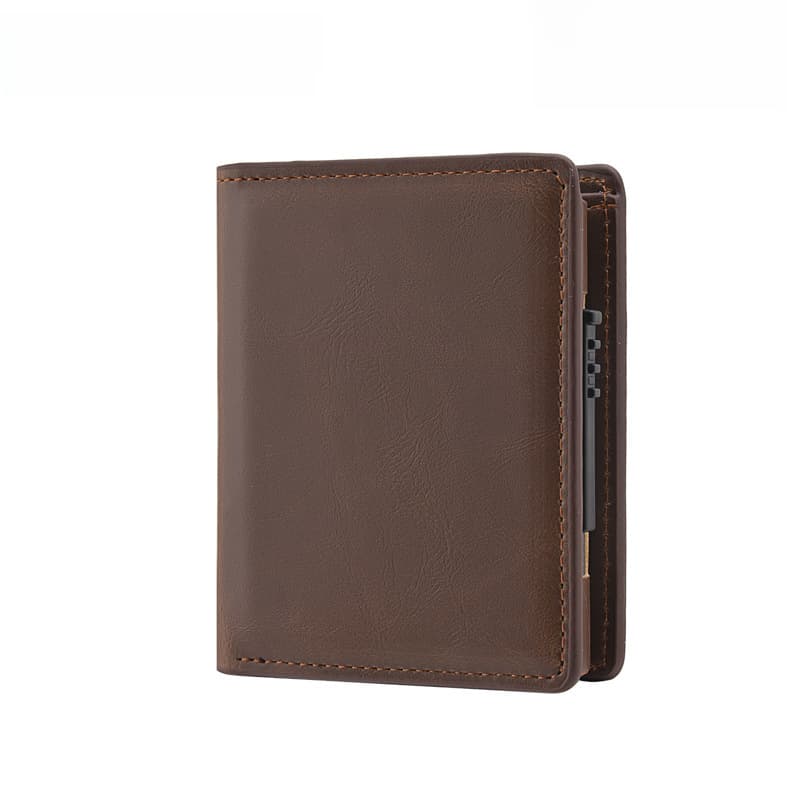 New Men's Short Wallet Automatic Pop-up Aluminum Alloy Card Case Anti-theft Brush Anti-magnetic Card Case Card Case