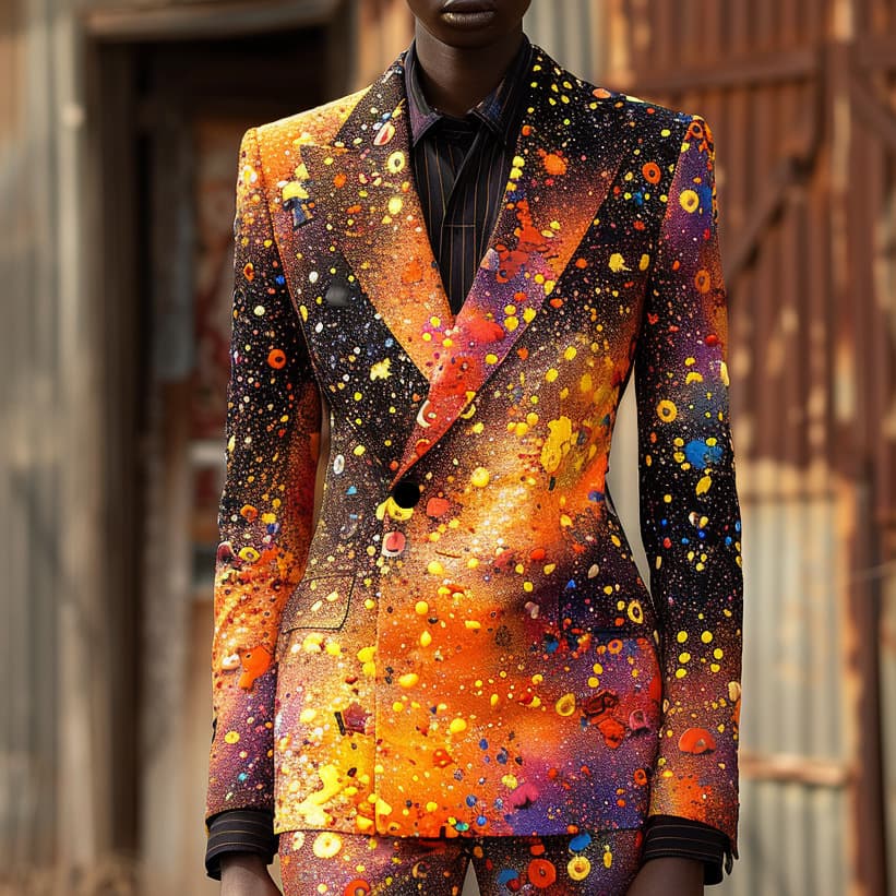 Men's Clothing Men's 3D digital printing suit cos party stage nightclub shiny cool performance suit