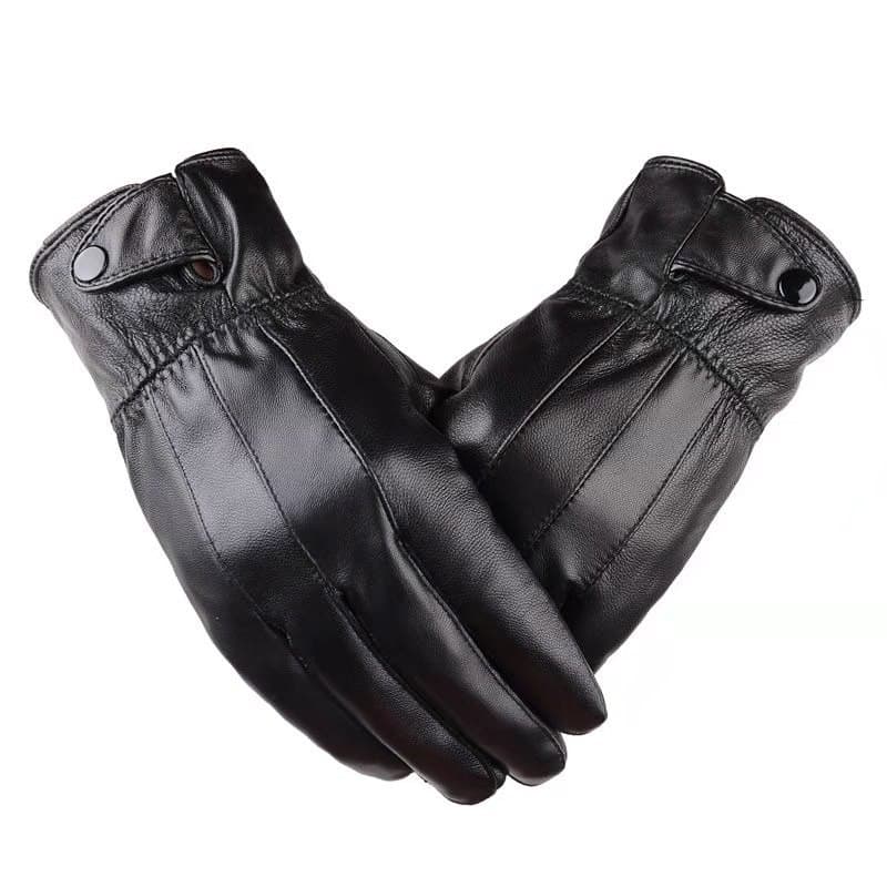 Men's Gloves Genuine Leather Gloves Autumn And Winter Plus Velvet Warm Pure Sheepskin Gloves Windproof Cold Proof Outdoor Cycling Driving Gloves