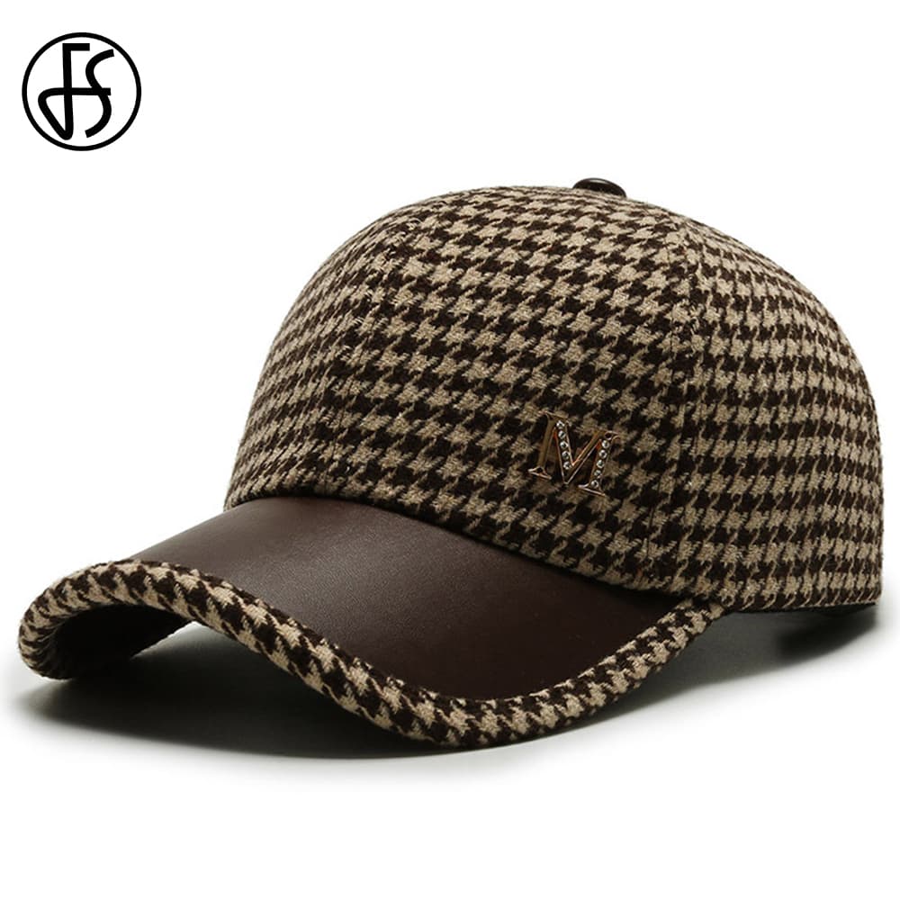 FS Summer Brand Plaid Baseball Caps For Men Women Designer Hat Brown British Houndstooth Snapback Cap Homme