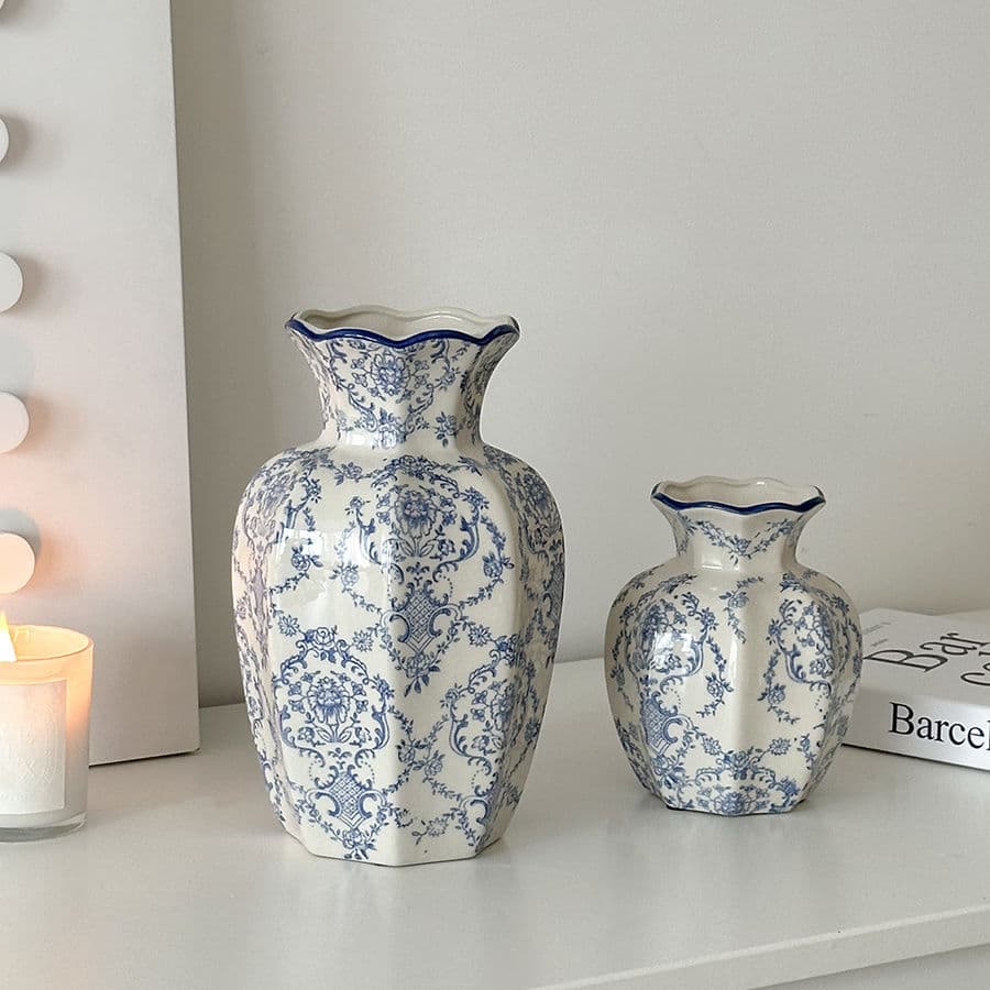 Blue And White Porcelain Ceramic Vase New Chinese Ornament Living Room Flower Arrangement Entrance Decoration Ancient