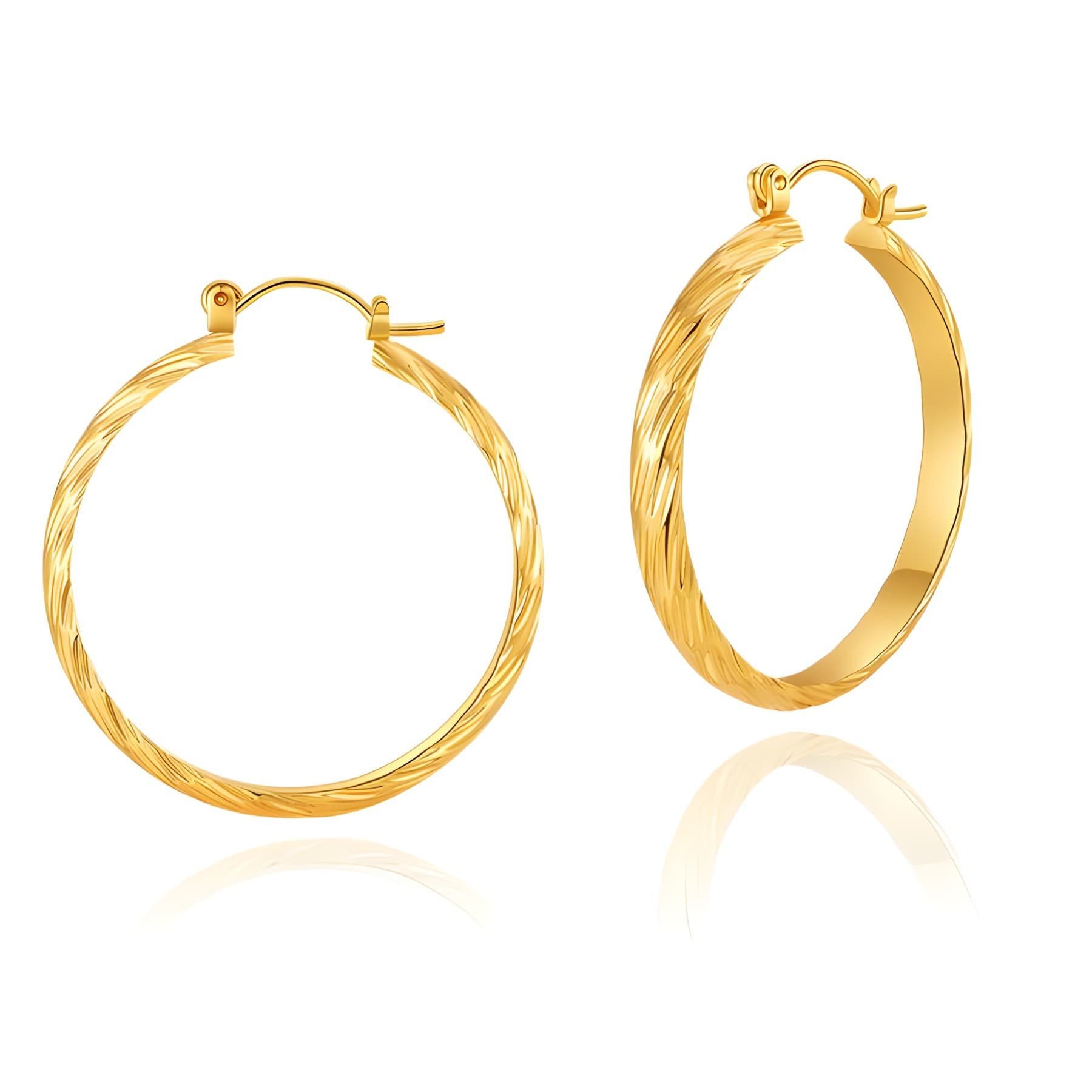 Fashion plain hoop personality earrings INS style copper plated real gold minimalist style metal texture earrings