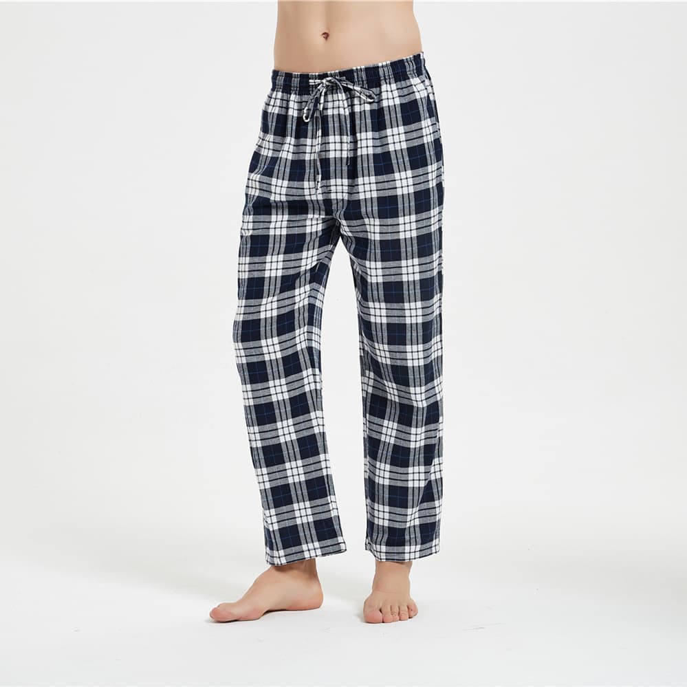 Underwear & Sleepwears Winter Flannel Sleep Pants - Soft Cotton Lounge Pajama Bottoms With Elastic Waist, Warm & Comfortable, Blue Checkered (S-XXL)​