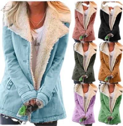 Women's cashmere long sleeve warm padded jacket