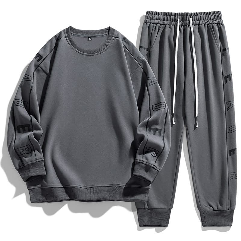 Men's Clothing Long sleeved T shirt, spring and autumn, trendy and loose two piece set, fashionable casual sportswear, men's sweatshirt suit