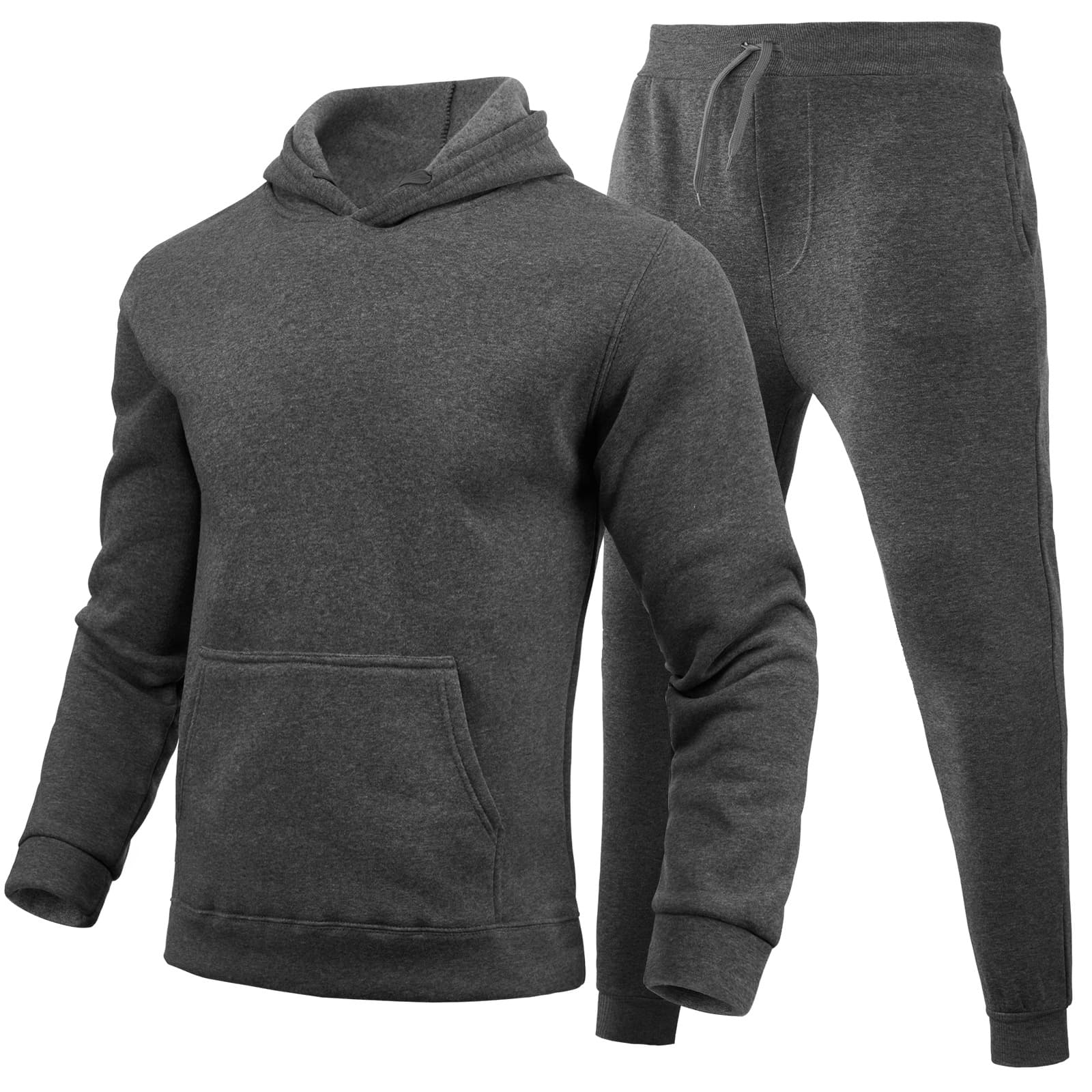 Men's Clothing leisure blank solid color suit fleece loose sweater pants two-piece set