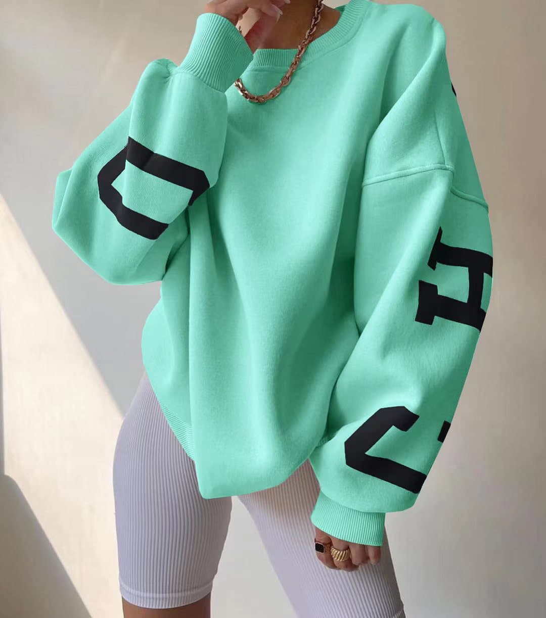Women's Clothing casual fashion printed thickened versatile tops long-sleeved sweatshirts