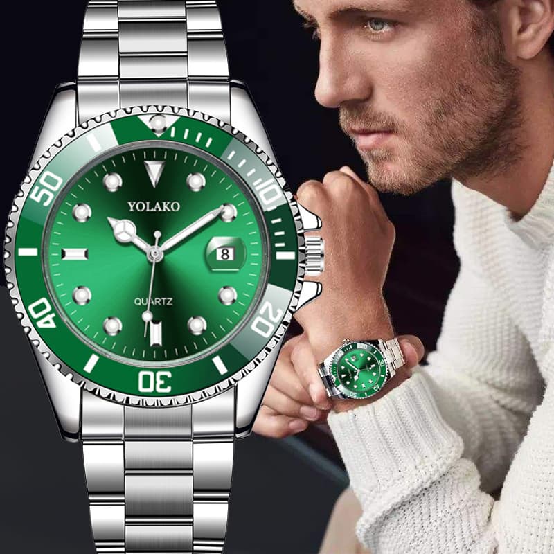 Men's Watch New Luxury Business Watch Men's Waterproof Date Green Dial Watch Fashion Men's Clock Watch