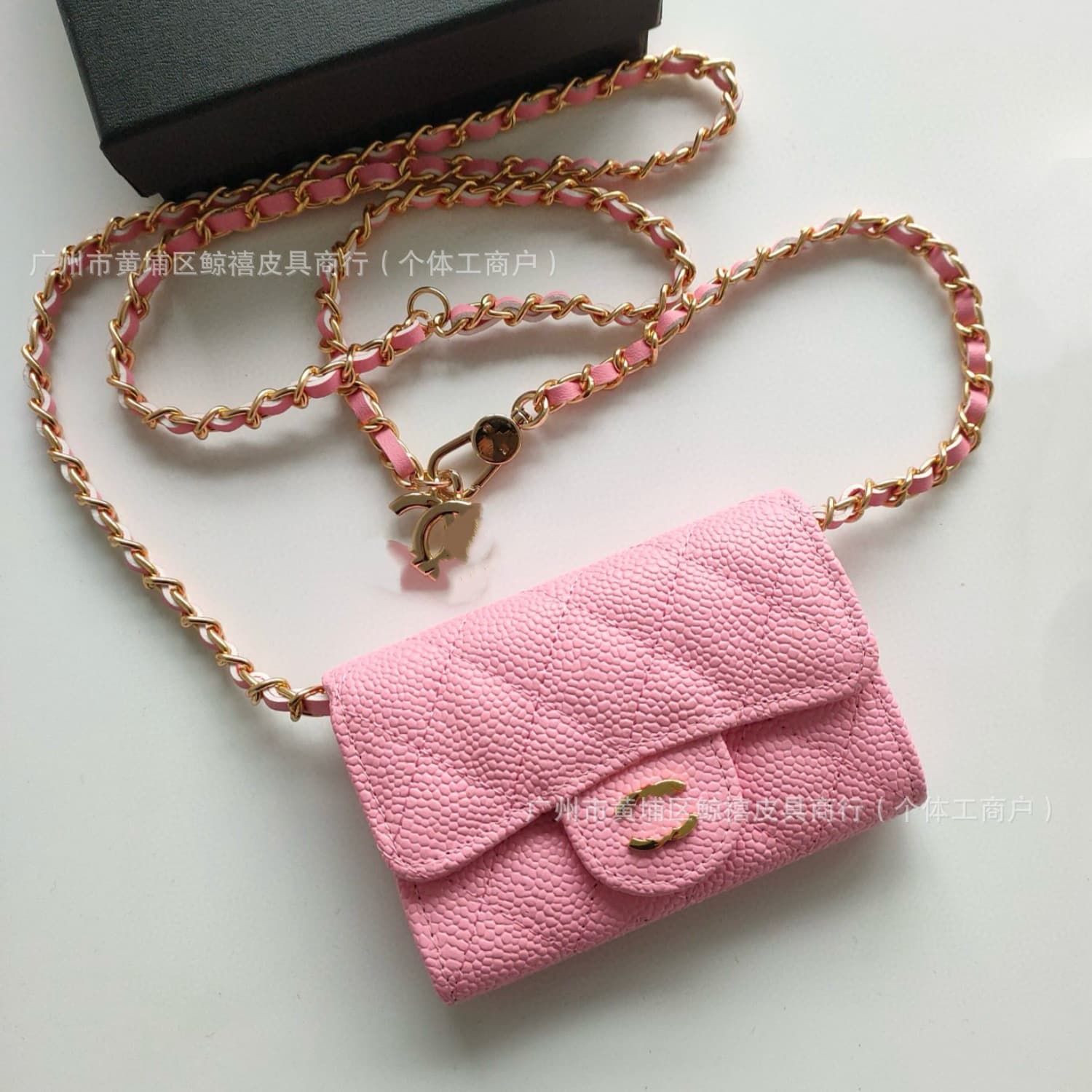 Porte-monnaie classique à rabat en cuir caviar, mini porte-cartes, sac banane matelassé, porte-cartes