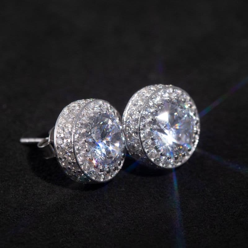 Ins Hip Hop New Round Zircon Fashionable And Simple Dia Studded Men's Earrings