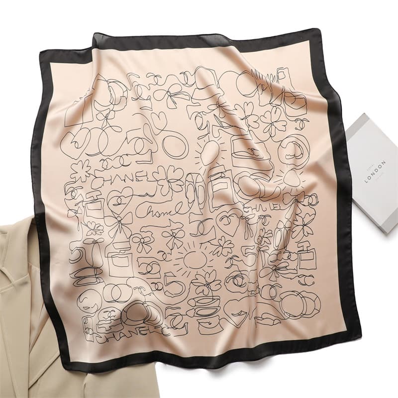 Xiao Xiangfeng Scarf Light Luxury Scarf Simple and Versatile Square Scarf 70x70cm Simulated Silk Headband Tie Hair Scarf