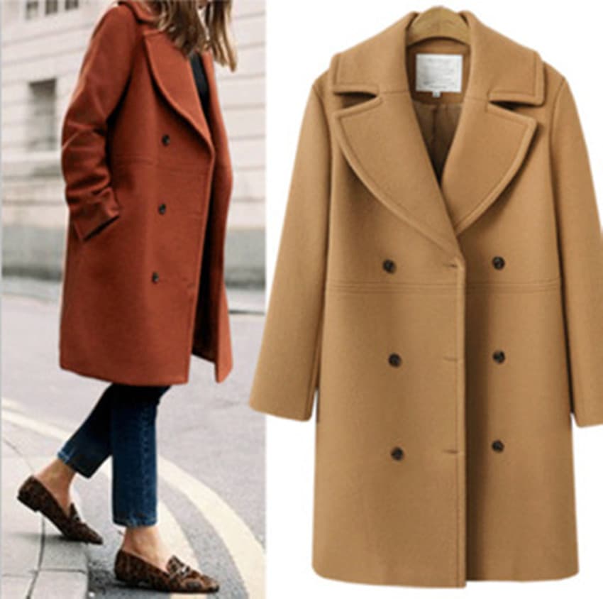 Women's Clothing autumn and winter women's large size woolen coat women's mid length windbreaker woolen coat top